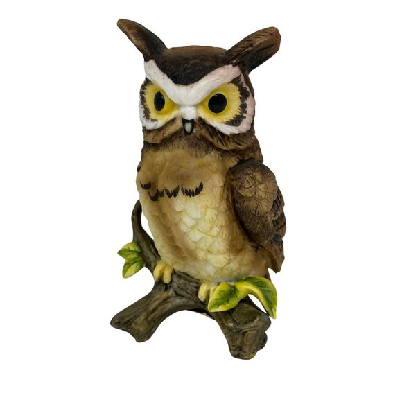 VTG Lefton China Great Horned Owl Figurine Ceramic Woodland Bird 1983–1990s - Picture 1 of 8